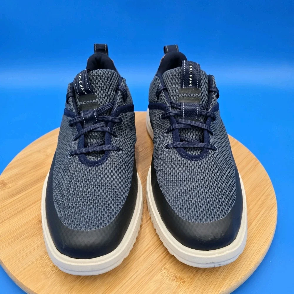 Cole Haan Mens Grand+ Hybrid Sneakers 9.5 Navy Mesh & Suede Comfort‎ Shoes NWOB